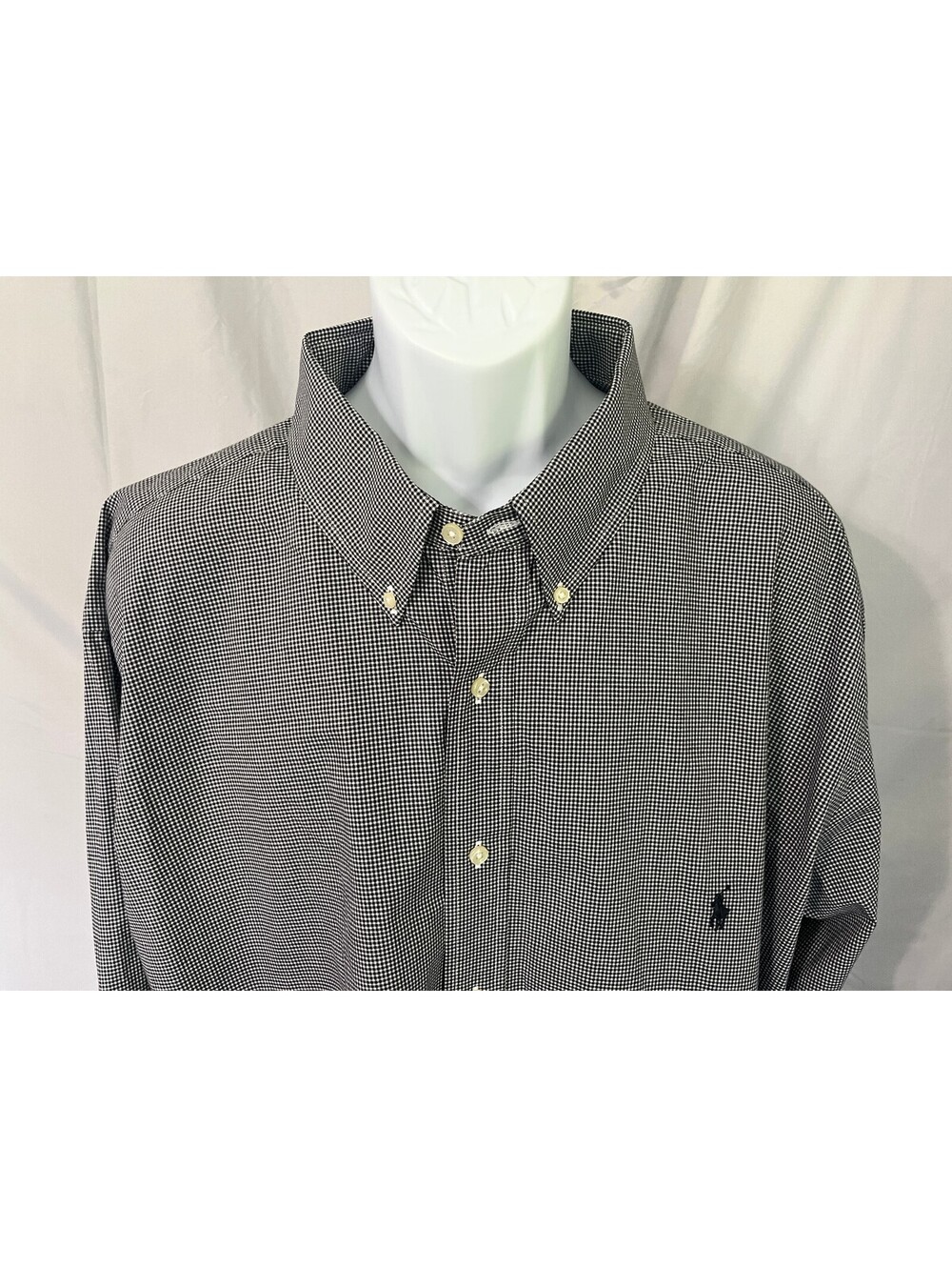 Ralph Lauren Men's Black White Checkered Long Sleeve Shirt 4XLT 4XL Tall